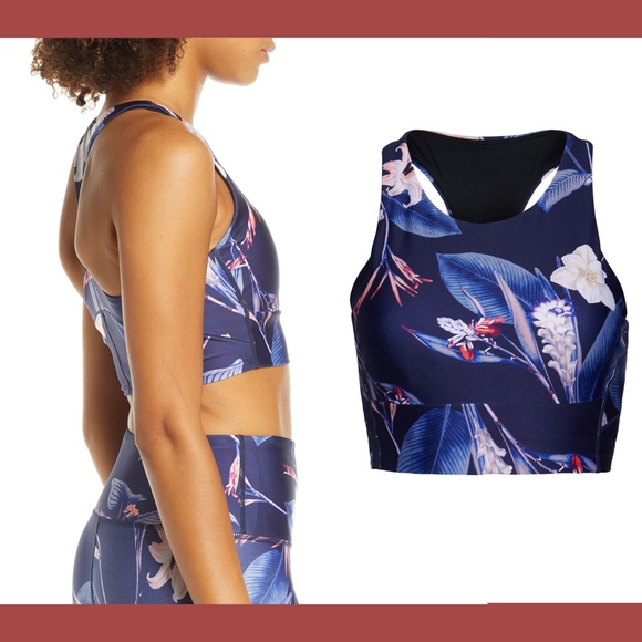 NEW $40 Zella Floral Stardust Racerback Padded Sports Bra in Blue‎ [SZ XS ] - Picture 2 of 8